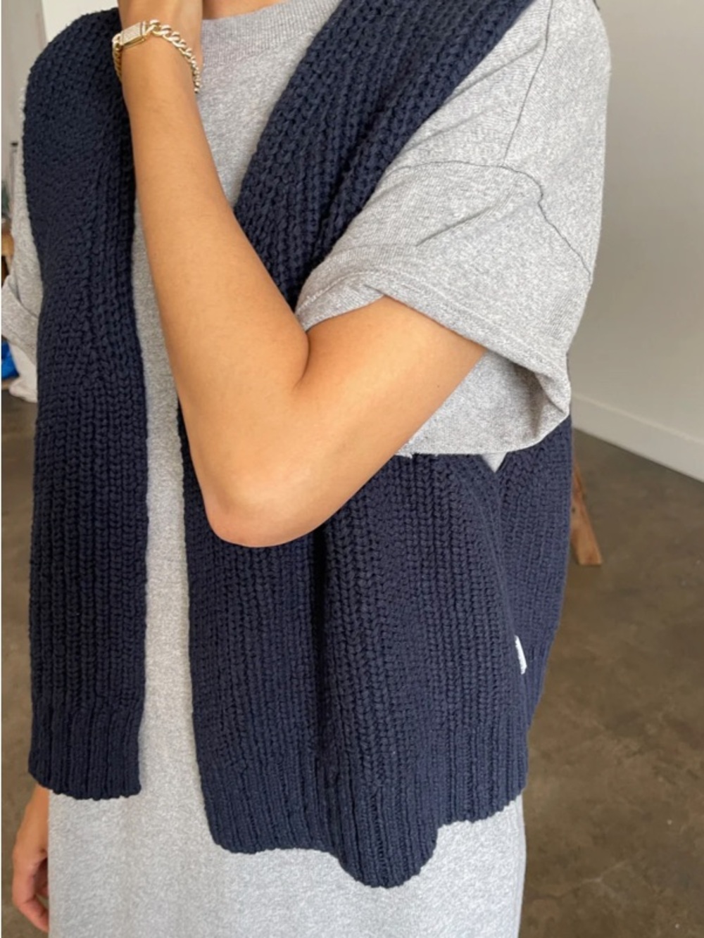 Le Bon Shoppe Granny Cotton Sweater Vest in Navy